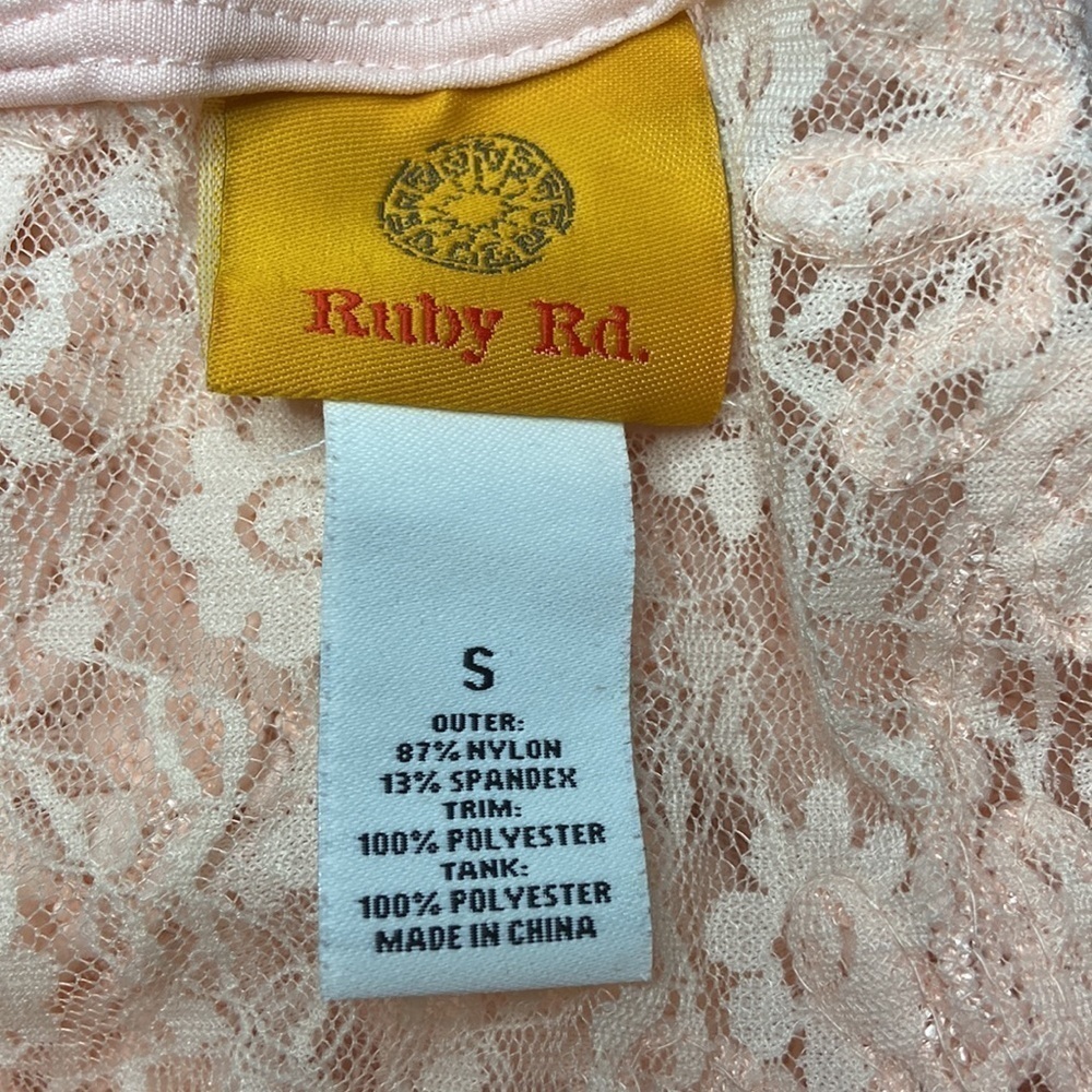 Ruby Rd. Lace Overlay Top Pink Small - Picture 5 of 6